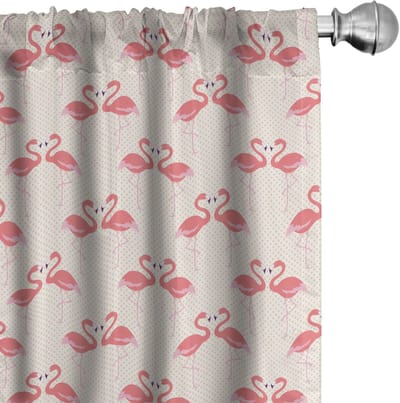 ABAKUHAUS Flamingo – Gardijnen 2x75x245 cm – Mikrofaser, Halfschaduw