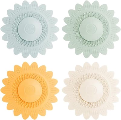 4-pack universele afvoerstops voor wastafel en douche - haarzeeffunctie - siliconen badstoppen (4 kleuren) - Snelle levering