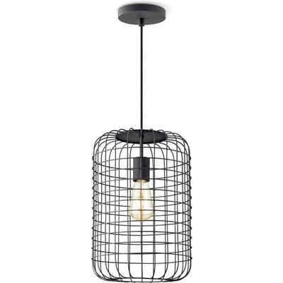 Home Sweet Home - Moderne Hanglamp Netting - hanglamp gemaakt van Metaal - Zwart - 26/26/142cm - Pendellamp geschikt voor woonkamer, slaapkamer en