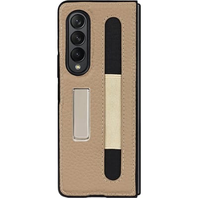 Telefoonhoesje Compatibel voor Galaxy Z Fold 3 5G Hoes met Penhouder Antislip Schokbestendig Lederen Telefoon black