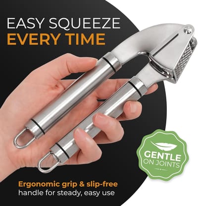 Famanu – RVS knoflookpers met dunschiller – multifunctionele garlic press voor knoflook, gember en kruiden – vaatwasserbestendig
