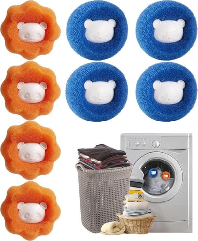 8 stuks pluisballen en haarvangers voor wasmachine, effectief tegen dierenharen en pluisvorming, ideaal voor kleding en beddengoed