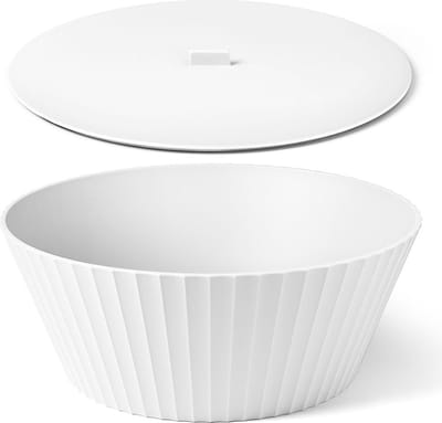 Kunststof serveerschaal / saladeschaal met Deksel - Nettuno - XL (∅ 30 x H 12 cm) - Sneeuw wit