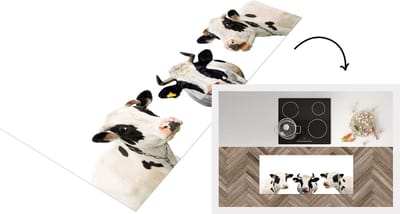 Keukenloper - Loper keuken - Koe - Wit - Lachen - 120x50 cm - Keukenloper vinyl