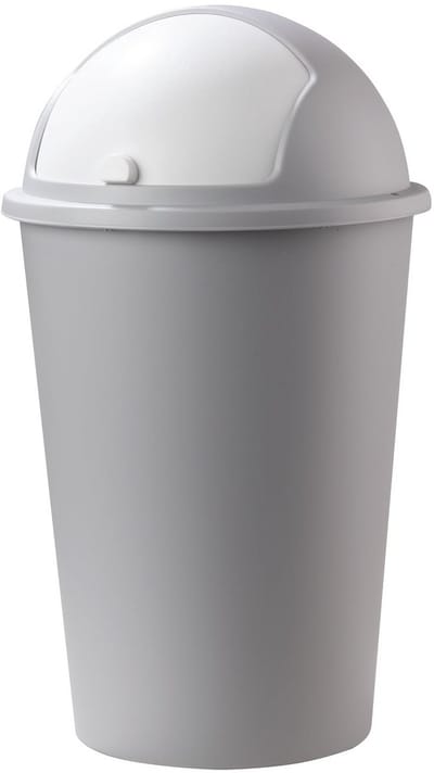 Prullenbak Schuifdeksel - Afvalemmer Bak - Huishoudelijk Afval Verwerken - Hygiënische Schuifopening - 50 Liter Inhoud - Wit Grijs