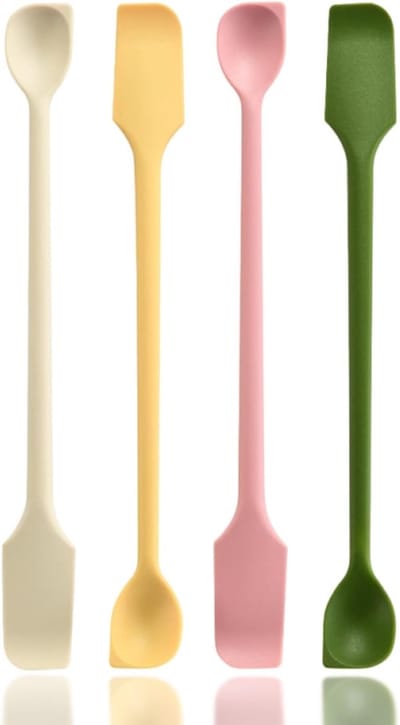 Set van 4 Mini Silicone Spatula's en Deegschrapers voor Keuken, Ideaal voor Glazen en Flessen, Makkelijk Schoon te Maken