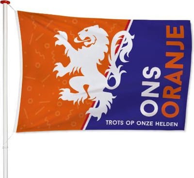 Ons Oranje 70x100cm - Kwaliteitsvlag - Geschikt voor buiten - EK Versiering - WK versiering