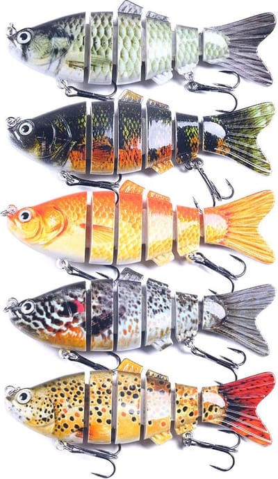 ArRa K – Kunstaas Set – 5 Stuks Realistische Swimbaits – Hardbait / Lure – Zesdelig Lichaam – Inclusief Opbergdoos – Voor Roofvissen (Snoek & Baars)