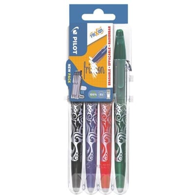 Pilot FriXion - Rollerbal Pennenset - Zwart Blauw Groen Rood - 4 stuks