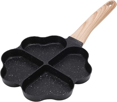 Hartvormige Omeletpan - Verdeelde Koekenpan - Ontbijt Maken - Vier Holtes - 335x17cm - Zwart