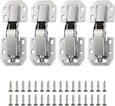 SnelShoppen - 4-delige set kastdeurscharnieren 10,2 cm (4 inch) onzichtbare meubelscharnieren met verborgen hydraulische buffer en 32 schroeven voor k