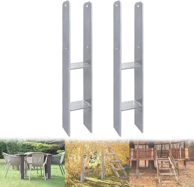 H-paaldragers - H-ankers - Houtconstructies Buiten - Roestvrij Staal - 600 mm - Zwart