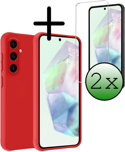 Hoesje Met 2x Screenprotector - Geschikt voor Samsung Galaxy A36 - Sterk & Shockproof - Back Cover - Siliconen Case - Telefoon Hoes - Rood