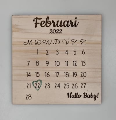Gepersonaliseerde aankondiging zwangerschap - houten kalender - zwanger - pregnant - baby belly - zwangerschap aankondiging kalender - 2022