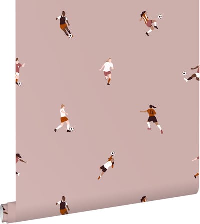 ESTAhome behang voetbalspeelsters oudroze - 50 x 900 cm - 131284
