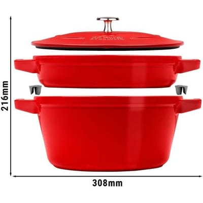 STAUB STACKABLE SET - Kookpannenset - 2 stuks - Ø 240mm - Gietijzer - Kersenrood
