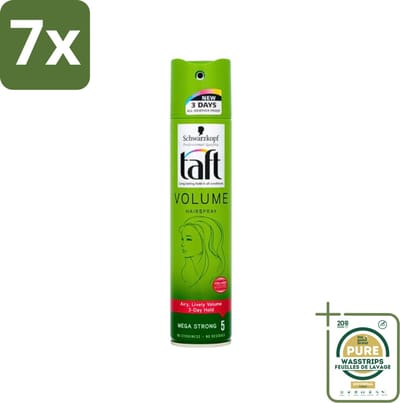 7 x Schwarzkopf - Taft - True Volume Haarspray - Mega Strong - Volumeboost & Fixatie - 250 ml - Grootverpakking - Volume Haarspray - Haarspray Volume - Haarspray Fixatie - Fijn Haar Volume - Vegan Haarspray