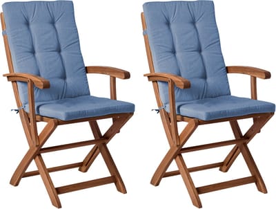 MAUI II - Tuinstoel set van 2 - Bruin/Blauw - Acaciahout