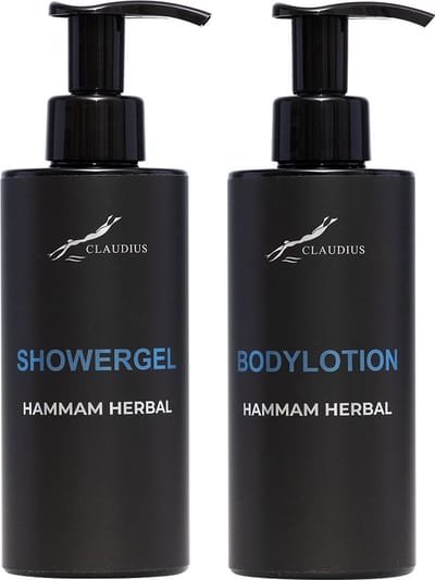 Douchepakket Hammam Herbal - Showergel + Bodylotion - 300 ml per fles - bodycare - luxe fles - set van 2 stuks - Cadeau