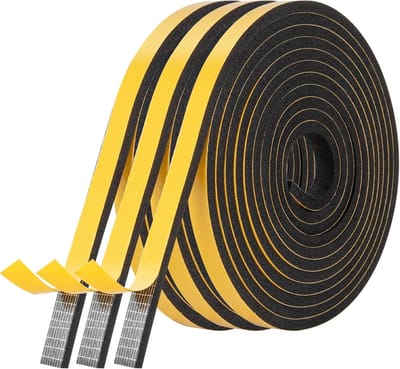 Famanu – Vensterafdichting afdichtingstape - zelfklevend - 12 mm (B) x 6 mm (D)/15 m (L) hoge dichtheid - isolatie schuimrubber - vlamvertragende schuimband - deurafdichting - raam