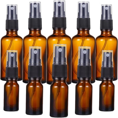 NTH products- Sprayflessen Set van 10 - Glazen Flesjes 10ml/50ml - Herbruikbaar - Flesjes voor Essentiële Olie - Flesjes voor Cosmetica - Kleine Flesjes