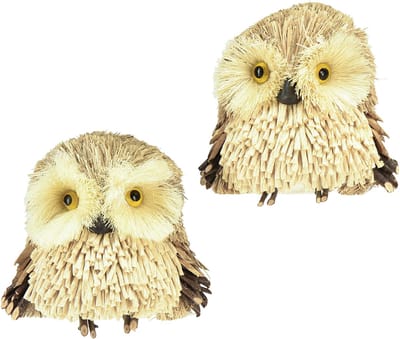 Uil decoratieve figuren herfst met kegels 12,5×10×10cm 2st, 2 Stück