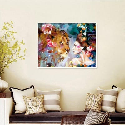Mosaïque de diamants, broderie de diamants, lion, affichage complet, peinture de diamants, strass d'animaux, photos 20X30CM gray