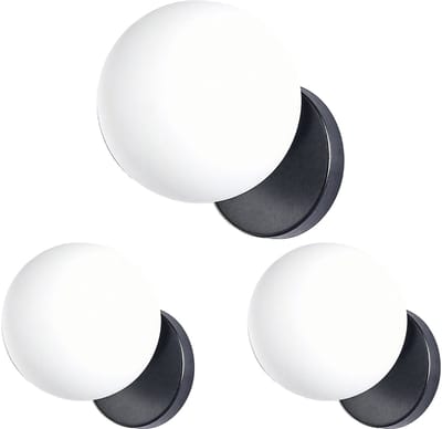 Set van 3 Wandlamp Binnen Wandlampen Moderne Wit Glas voor Slaapkamer Woonkamer Badkamer Zwart