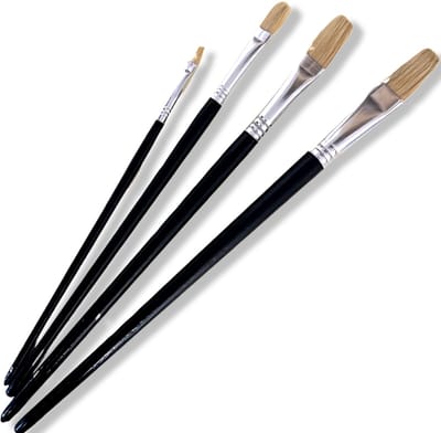 MAUS Hobby - penselen set plat met varkenshaar 4 stuks - verschillende maten - maat 2-8-14-16 - acryl en olieverf