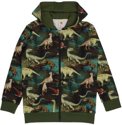 Walkiddy® Kinder Sweat Jacket – Jongens – Dinasour Jungle serie – Maat 98 – GOTS-gecertificeerd Biologisch Katoen
