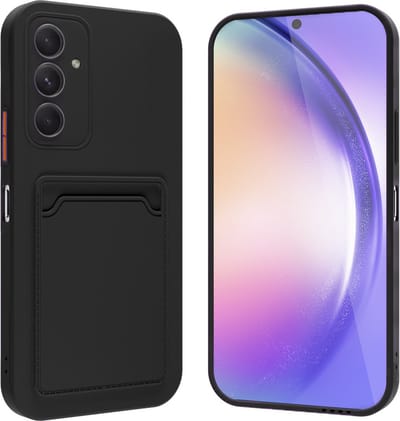 ShieldCase siliconen hoesje met pasjeshouder geschikt voor de Samsung Galaxy A55 hoesje - telefoonhoesje met ruimte voor pasjes - siliconen back cover (zwart)
