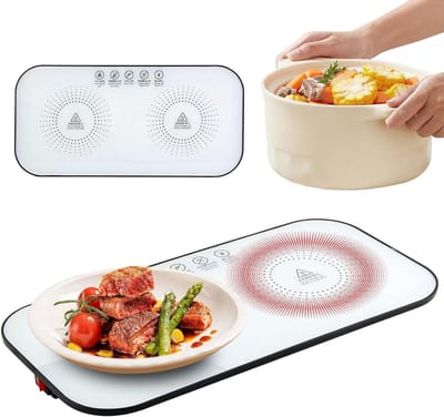 Elektrische Warmhoudplaat - Keuken Plaat - Eten Warm Houden - Snelle Verwarming - 18 x 37 cm - Wit