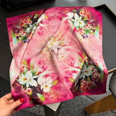 Natuurlijke Zijde Sjaal Dames Nek Vierkant Hoofdband Sjaals Bandana Mode Hijab Poncho Sjaals Pashmina Vrouwelijke Foulard 53Cm Real Silk 53x53cm white