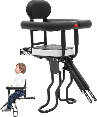 Kinderzitje Fiets - Fietsstoeltje Voor - Samen Fietsen - Tweepuntsbevestiging - Tot 80 kg - Zwart