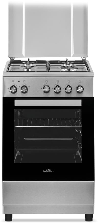 Everglades EVCK5011 - Vrijstaand Gasfornuis - Inox Look - 50CM Breed - 48 Liter - 5 Jaar Garantie