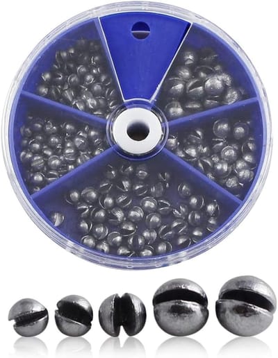 Dailygoods- Ledenschroot 200 Stuks - Loodvisgewichten - Uitneembare Schrootloodkit - 5 Maten - Corrosiebestendig - Ideaal voor Vissen - Visgewichten