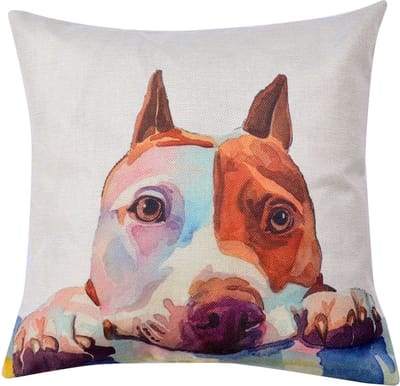 Clayre & Eef Kussenhoes 43x43 cm Wit Bruin Polyester Hond