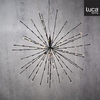 Luca Lighting Vuurwerk Kerstverlichting met Klassiek Witte LED Lampjes - Ø70 cm - Zwart