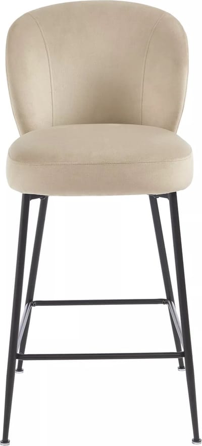 Vente-unique Set van 2 barkrukken van velours en zwart metaal - Beige - POLPONA