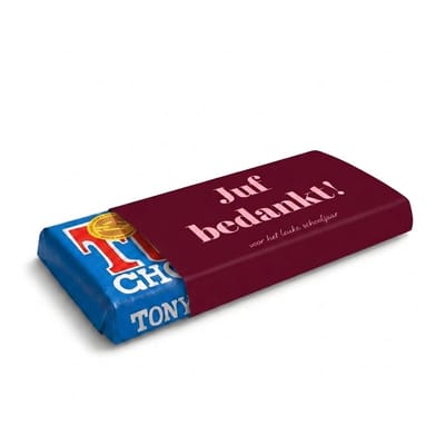 Tony Chocolade | Chocoladecadeaus | Bedankt | Cadeau | Bedankt Juf | Chocolade met tekst | Puur | Fotofabriek