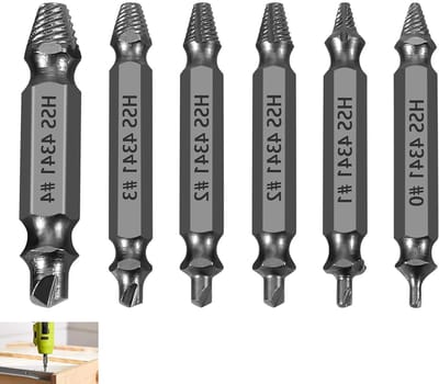 Schroeftrekker Set - Beschadigde Schroeven - Reparaties Uitvoeren - 2-in-1 Ontwerp - 6 Delig - Zilverkleurig