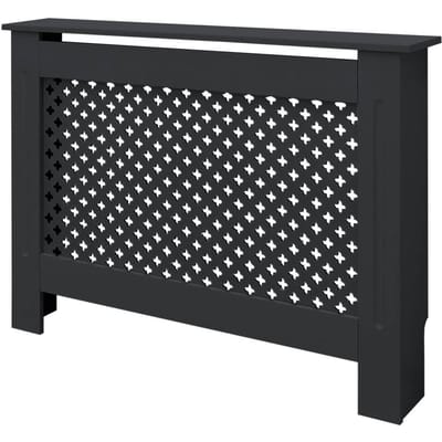 ECD Germany home style serie radiator hoes verwarming omkasting met honingraatpatroon afmetingen 112x19x82 cm kleur antraciet vervaardigd uit gelakt MDF ideaal voor woonkamer en slaapkamerinterieur