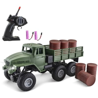 Camion militaire télécommandé 1/16 Véhicule de transport militaire Véhicule tout-terrain 6WD avec lumière LED pour Military Carrier Vehicle  2 battery vert