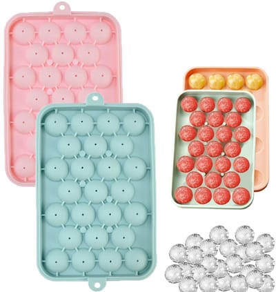 Ijsblokjesvorm, siliconen, 2 stuks, ronde ballen, ijsblokjeshouder voor vriezer, cirkel, whiskey, thee, ijs, cocktail, ijsblokjesvorm, geschikt voor oven, vaatwasser, koelkast