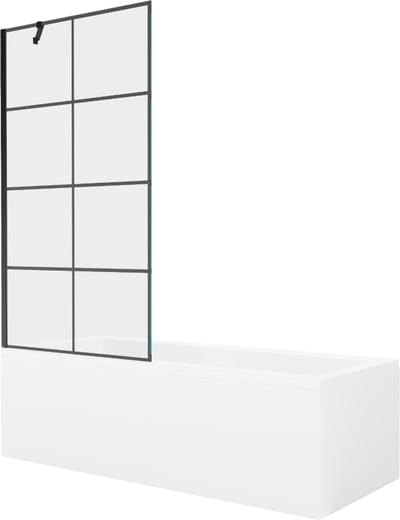 Mexen Cubik rechthoekig bad 170 x 70 met ombouw en 1-delige douchewand 90 , zwart patroon - 550317070X9509007077