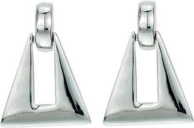 Behave - Dames oorbellen - Driehoek hangers zilverkleur modern 3 cm