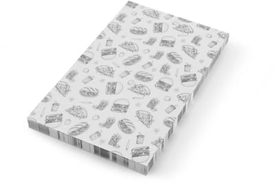 HENDI Vetbestendig papier - fast-food patroon - zwart-wit - 250x350mm - 500 stuks