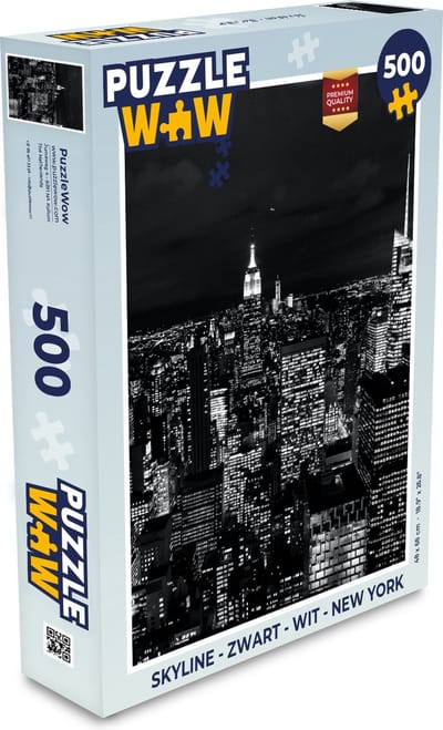 Puzzel Skyline - Zwart - Wit - New York - Amerika - Legpuzzel - Puzzel 500 stukjes