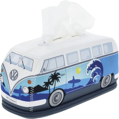 BRISA VW Collection – Volkswagen neopreen tissuehouder – papieren zakdoekjes – tissuebox voor de badkamer in T1 Bulli Bus-design (lichtblauw)