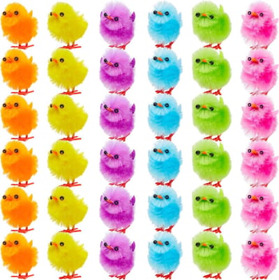 36 Stuks Mini Paaskuikentjes Pluizig Decoratie – Paaseieren Vulling, Taart Topper & Knutselmateriaal